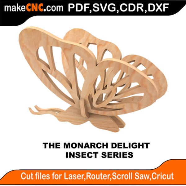 Insects Monarch Delight Butterfly MakeCNC SVG DXF PDF CDR 3D puzzle pattern product image