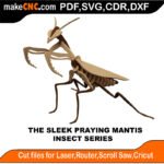 Insects Sleek Praying Mantis MakeCNC SVG DXF PDF CDR 3D puzzle pattern product image