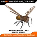 Insects Western Honey Bee MakeCNC SVG DXF PDF CDR 3D puzzle pattern product image