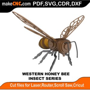 Insects Western Honey Bee MakeCNC SVG DXF PDF CDR 3D puzzle pattern product image