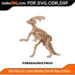 Jurassic Parasaurolphus Dino Bones MakeCNC SVG DXF PDF CDR 3D puzzle pattern product image