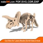 Jurassic Triceratops Dino Bones MakeCNC SVG DXF PDF CDR 3D puzzle pattern product image