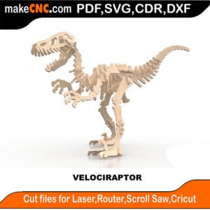 Jurassic Velociraptor Dino Bones MakeCNC SVG DXF PDF CDR 3D puzzle pattern product image