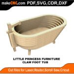 LP DH Furniture Claw Foot Tub MakeCNC SVG DXF PDF CDR 3D puzzle pattern product image