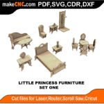 LP DH Furniture Set One MakeCNC SVG DXF PDF CDR 3D puzzle pattern product image