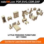 LP DH Furniture Set Three MakeCNC SVG DXF PDF CDR 3D puzzle pattern product image