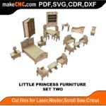 LP DH Furniture Set Two MakeCNC SVG DXF PDF CDR 3D puzzle pattern product image