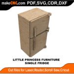 LP DH Furniture Single Fridge MakeCNC SVG DXF PDF CDR 3D puzzle pattern product image