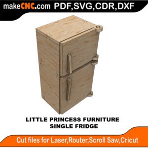 LP DH Furniture Single Fridge MakeCNC SVG DXF PDF CDR 3D puzzle pattern product image
