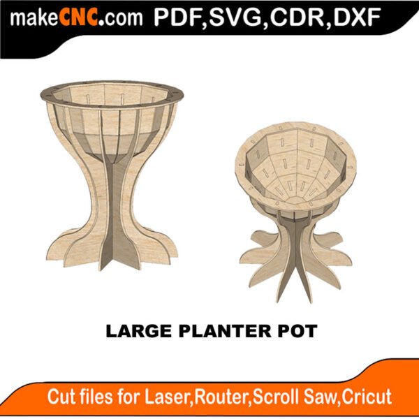 Large Planter Pot MZST MakeCNC SVG DXF PDF CDR 3D puzzle pattern product image