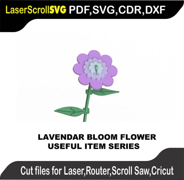 Lavendar Bloom Flower MakeCNC SVG DXF PDF CDR 3D puzzle pattern product image