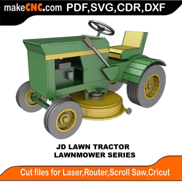 Lawn Mower JD Lawn Tractor MakeCNC SVG DXF PDF CDR 3D puzzle pattern product image