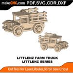 LittleNZ Farm Truck MakeCNC SVG DXF PDF CDR 3D puzzle pattern product image