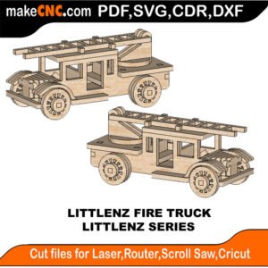 LittleNZ Fire Truck MakeCNC SVG DXF PDF CDR 3D puzzle pattern product image