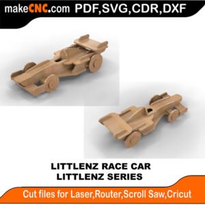 LittleNZ Race Car MakeCNC SVG DXF PDF CDR 3D puzzle pattern product image