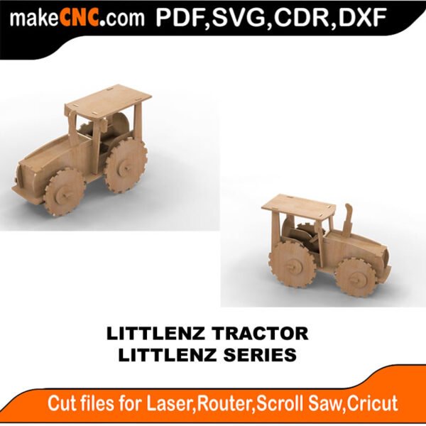 LittleNZ Tractor MakeCNC SVG DXF PDF CDR 3D puzzle pattern product image