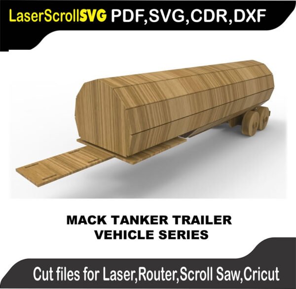 Mack Tanker Trailer MakeCNC SVG DXF PDF CDR 3D puzzle pattern product image