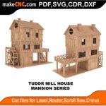 Mansion Tudor Mill House LS MakeCNC SVG DXF PDF CDR 3D puzzle pattern product image