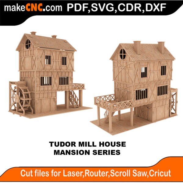 Mansion Tudor Mill House SMS MakeCNC SVG DXF PDF CDR 3D puzzle pattern product image