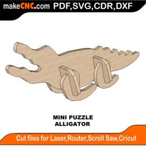 Mini Puzzle Alligator MakeCNC SVG DXF PDF CDR 3D puzzle pattern product image
