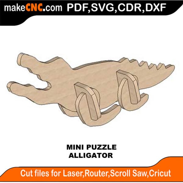 Mini Puzzle Alligator MakeCNC SVG DXF PDF CDR 3D puzzle pattern product image