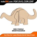 Mini Puzzle Brontosaurus MakeCNC SVG DXF PDF CDR 3D puzzle pattern product image