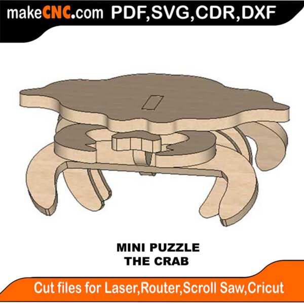 Mini Puzzle Crab MakeCNC SVG DXF PDF CDR 3D puzzle pattern product image