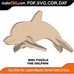 Mini Puzzle Dolphin MakeCNC SVG DXF PDF CDR 3D puzzle pattern product image