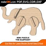 Mini Puzzle Elephant MakeCNC SVG DXF PDF CDR 3D puzzle pattern product image