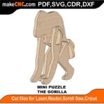 Mini Puzzle Gorilla MakeCNC SVG DXF PDF CDR 3D puzzle pattern product image
