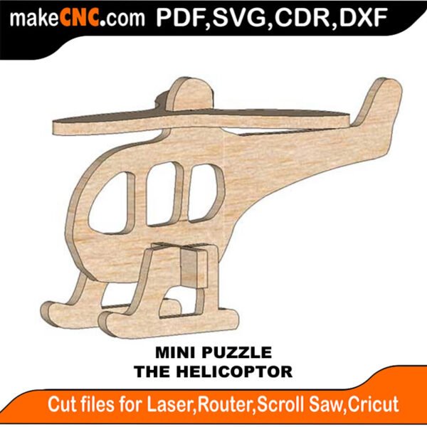 Mini Puzzle Helicoptor MakeCNC SVG DXF PDF CDR 3D puzzle pattern product image