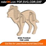 Mini Puzzle Lion MakeCNC SVG DXF PDF CDR 3D puzzle pattern product image