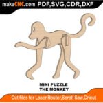 Mini Puzzle Monkey MakeCNC SVG DXF PDF CDR 3D puzzle pattern product image