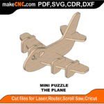 Mini Puzzle Plane MakeCNC SVG DXF PDF CDR 3D puzzle pattern product image
