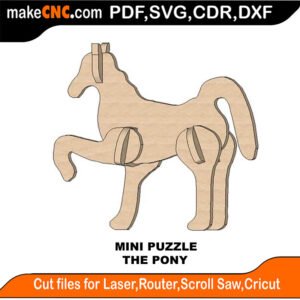 Mini Puzzle Pony MakeCNC SVG DXF PDF CDR 3D puzzle pattern product image