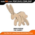 Mini Puzzle Rabbit MakeCNC SVG DXF PDF CDR 3D puzzle pattern product image