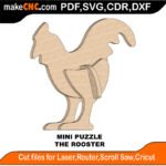 Mini Puzzle Rooster MakeCNC SVG DXF PDF CDR 3D puzzle pattern product image