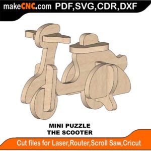 Mini Puzzle Scooter MakeCNC SVG DXF PDF CDR 3D puzzle pattern product image