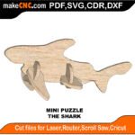 Mini Puzzle Shark MakeCNC SVG DXF PDF CDR 3D puzzle pattern product image