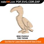 Mini Puzzle Tucan MakeCNC SVG DXF PDF CDR 3D puzzle pattern product image