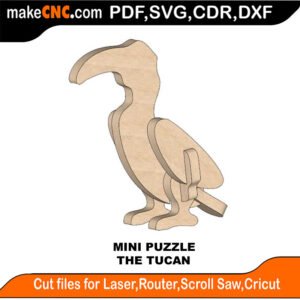 Mini Puzzle Tucan MakeCNC SVG DXF PDF CDR 3D puzzle pattern product image