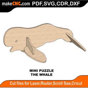 Mini Puzzle Whale MakeCNC SVG DXF PDF CDR 3D puzzle pattern product image