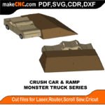Monster Truck Crush Car Ramp MZST MakeCNC SVG DXF PDF CDR 3D puzzle pattern product image