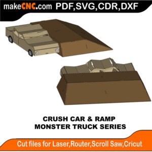 Monster Truck Crush Car Ramp MZST MakeCNC SVG DXF PDF CDR 3D puzzle pattern product image