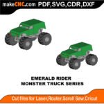 Monster Truck Emerald Rider MZST MakeCNC SVG DXF PDF CDR 3D puzzle pattern product image