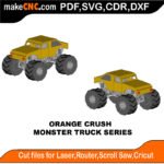 Monster Truck Orange Crush MZST MakeCNC SVG DXF PDF CDR 3D puzzle pattern product image