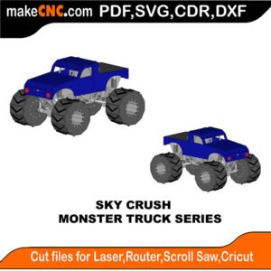 Monster Truck Sky Crush MZST MakeCNC SVG DXF PDF CDR 3D puzzle pattern product image