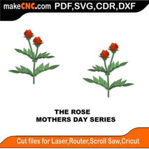 Mothers Day Rose MZST MakeCNC SVG DXF PDF CDR 3D puzzle pattern product image