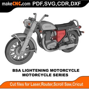 Motorcycle BSA Lightening MakeCNC SVG DXF PDF CDR 3D puzzle pattern product image