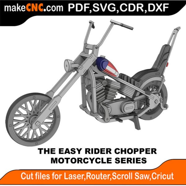 Motorcycle Easy Rider Chopper MakeCNC SVG DXF PDF CDR 3D puzzle pattern product image